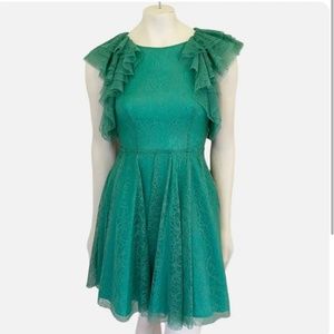 Green Lace Flutter Sleeve BCBG Dress